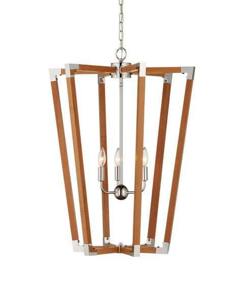 Currey and Company - 9000-1376 - Three Light Chandelier - Boyd - Natural/Polished Nickel