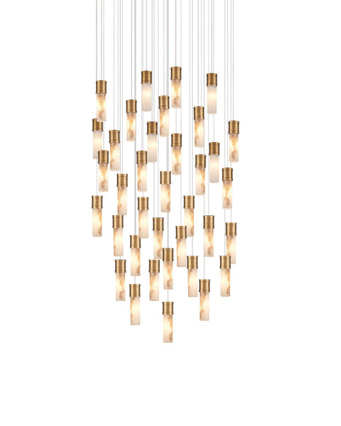 Currey and Company - 9000-1385 - 36 Light Pendant - Cannula - Vintage Brass/White/Silver