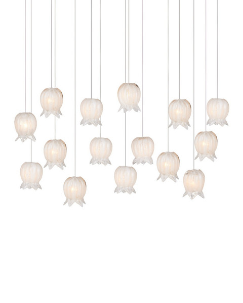 Currey and Company - 9000-1407 - 15 Light Pendant - Polpo - White/Silver