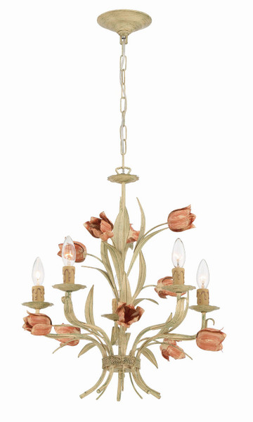 Crystorama - 4805-SR - Five Light Chandelier - Southport - Sage Rose