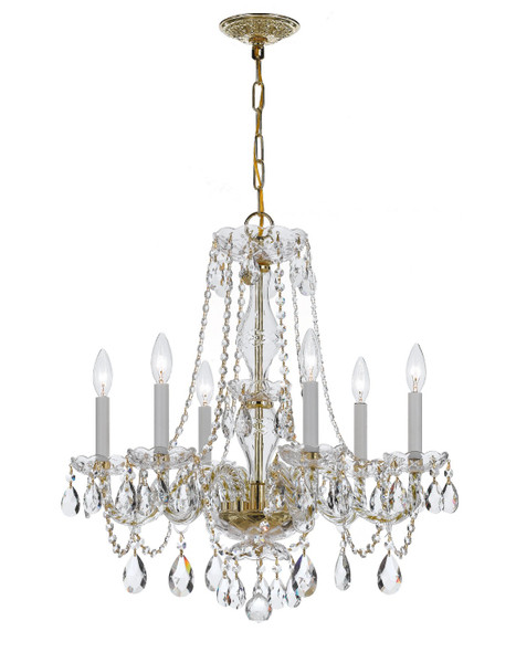 Crystorama - 5086-PB-CL-SAQ - Six Light Chandelier - Traditional Crystal - Polished Brass