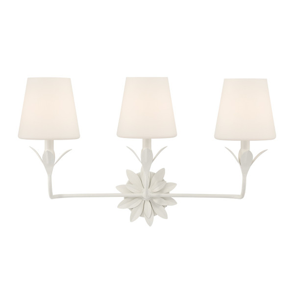 Crystorama - 573-OP-MT - Three Light Bath - Broche - Matte White