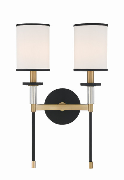 Crystorama - HAT-472-BF-VG - Two Light Wall Sconce - Hatfield - Black Forged + Vibrant Gold