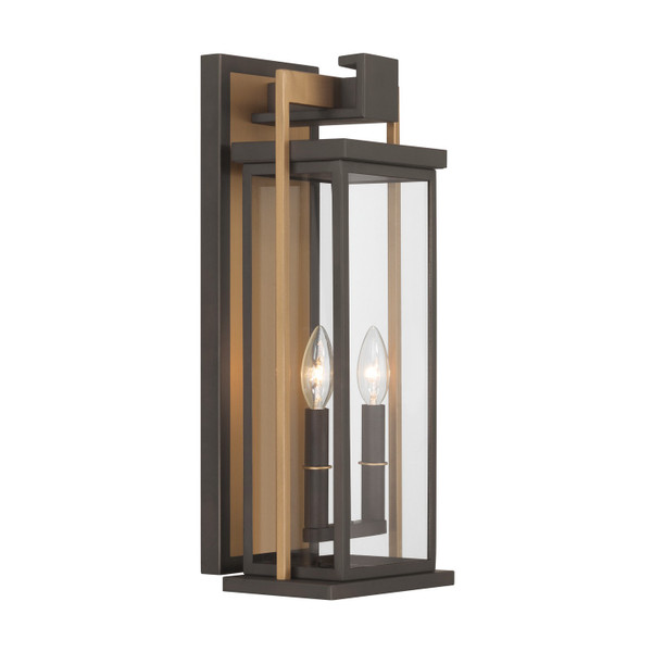 Crystorama - LDL-902-TZ-TG - Two Light Outdoor Wall Sconce - Lendel - Twilight Bronze + Textured Gold