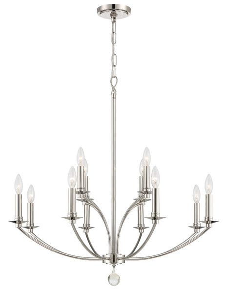 Crystorama - MIL-8012-PN - 12 Light Chandelier - Mila - Polished Nickel