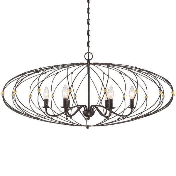 Crystorama - ZUC-A9036-EB-GA - Six Light Chandelier - Zucca - English Bronze + Antique Gold