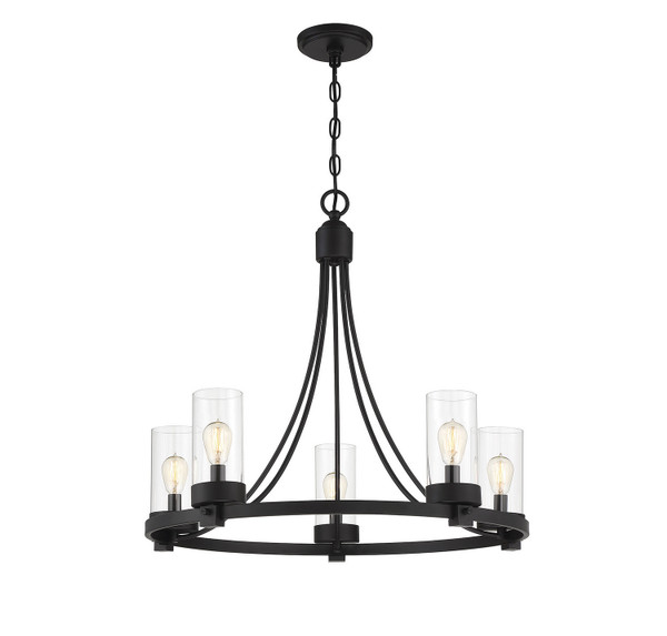 Meridian - M10018MBK - Five Light Chandelier - Mchan - Matte Black