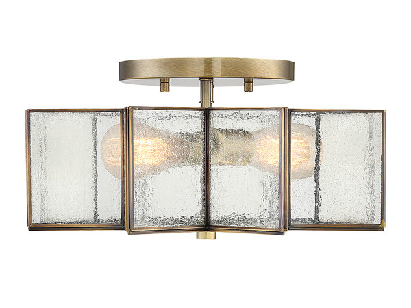Meridian - M60004NB - Two Light Semi-Flush Mount - Msemi - Natural Brass