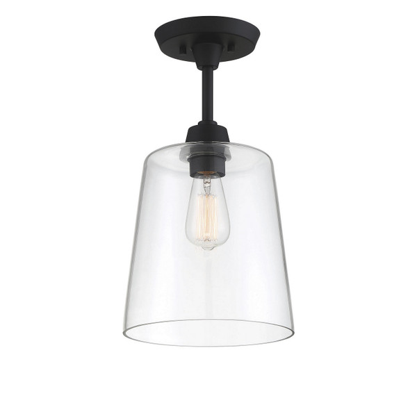 Meridian - M60010MBK - One Light Semi-Flush Mount - Msemi - Matte Black