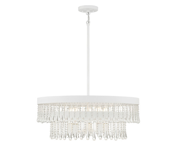 Meridian - M7038BQW - Six Light Pendant - Bisque White