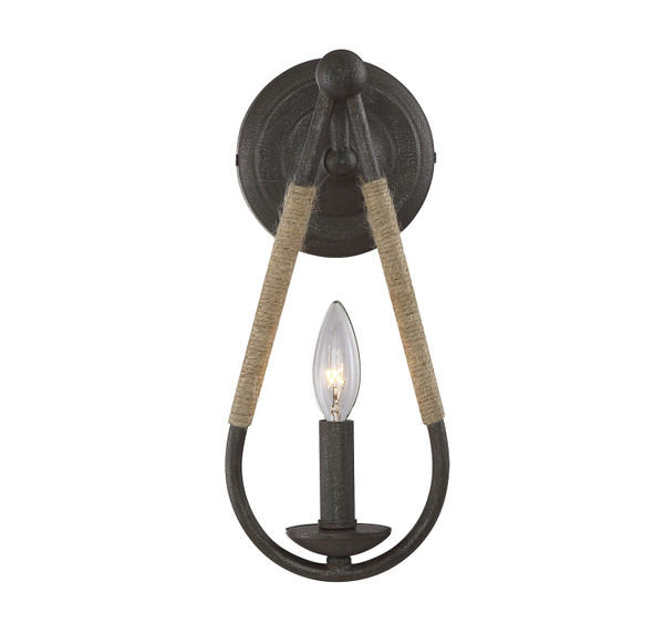 Meridian - M90002RN - One Light Wall Sconce - Mscon - Rusty Nail with Rope
