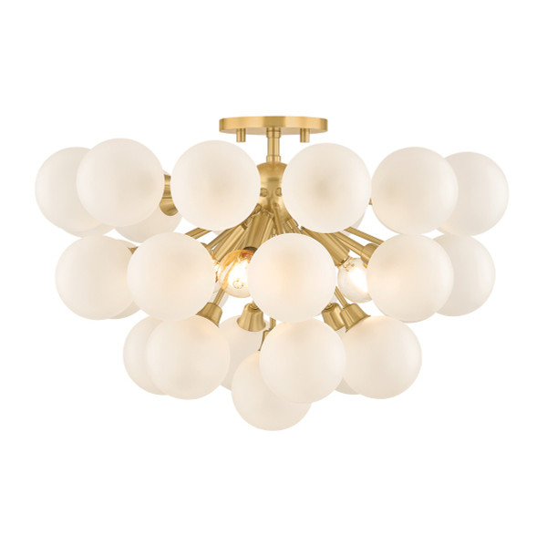 Mitzi - H1087603-AGB - Three Light Semi Flush Mount - Antoneta - Aged Brass