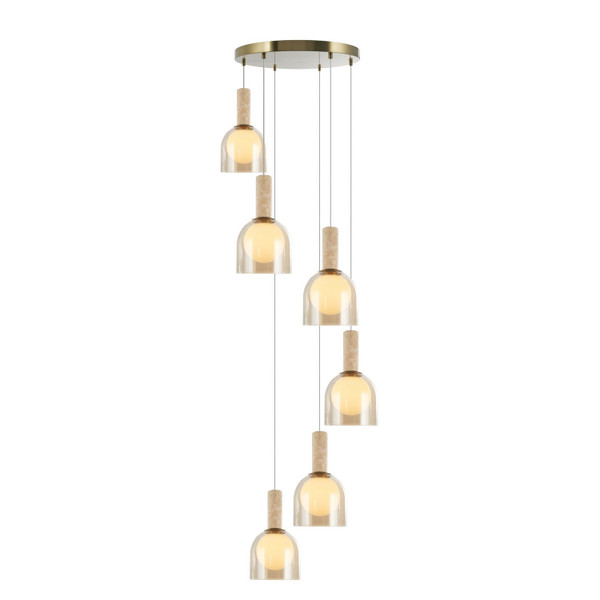 Artcraft - SC13386BR - Six Light Pendant - Juna - Brass