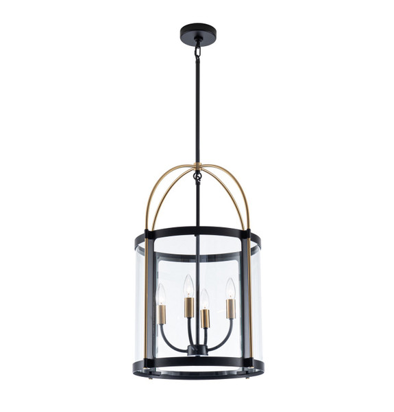 Artcraft - AC11515BB - Four Light Pendant - Verre incolore - Black and Brushed Brass