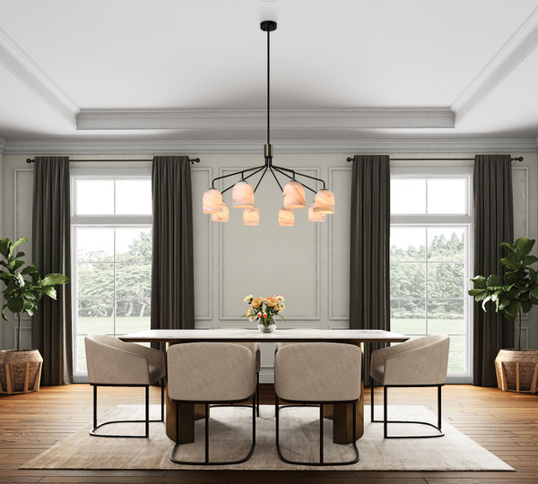 Artcraft - SC13378BB - Eight Light Chandelier - Crema - Black Brushed Brass