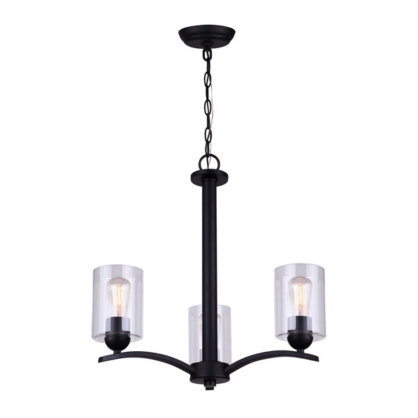 Canarm - ICH370A03BK-CL - Three Light Chandelier - Hampton - Matte Black