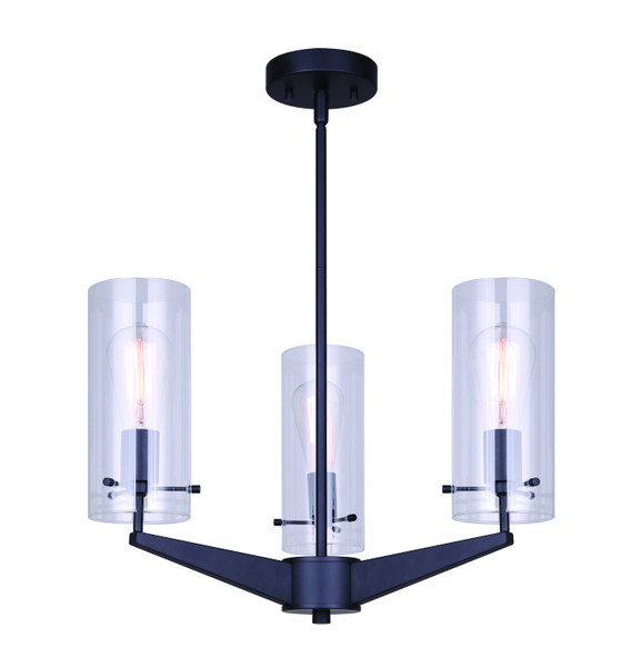 Canarm - ICH759A03BK - Three Light Chandelier - Joni - Black