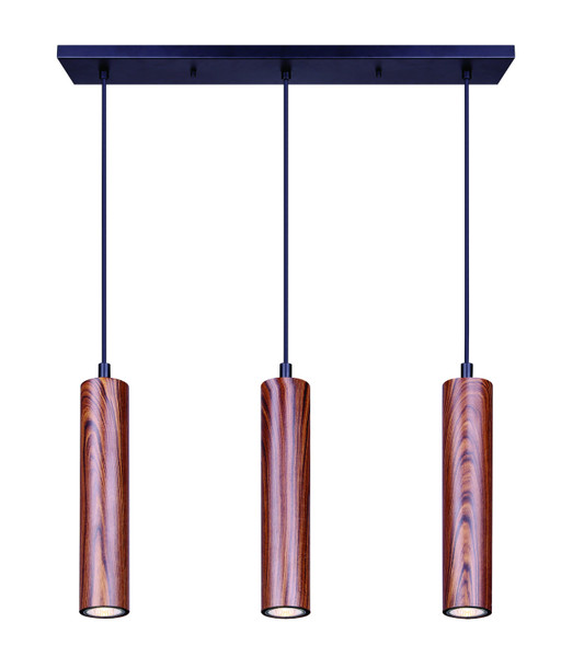 Canarm - IPL764A03BKW10 - Three Light Pendant - Black/Faux Wood