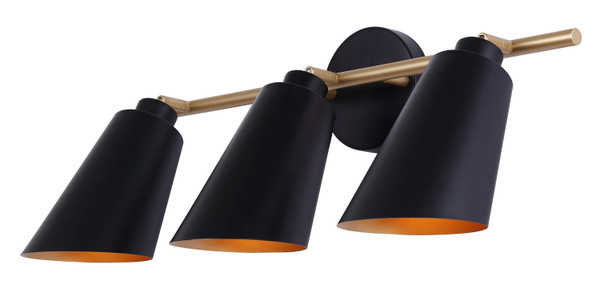 Canarm - IVL1178A03BKG - Three Light Vanity - Rame - Matte Black And Gold