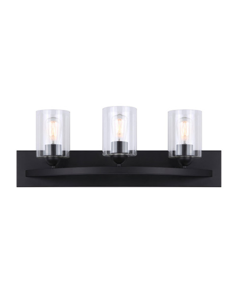 Canarm - IVL370A03BK-CL - Three Light Vanity - Hampton - Matte Black