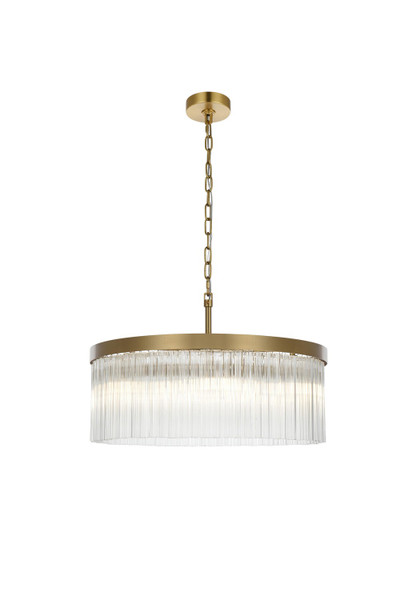Elegant Lighting - 1070D24SG - Six Light Chandelier - Harlow - Satin Gold and Clear