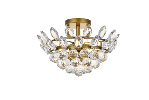 Elegant Lighting - 1105F14BR - Three Light Flush Mount - Emilia - Brass