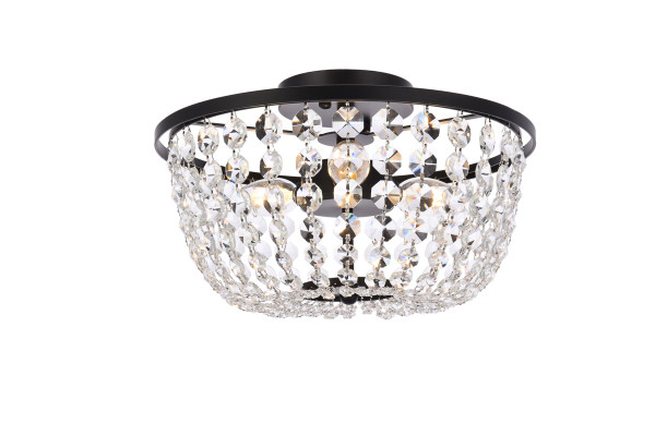 Elegant Lighting - 1109F13BK - Three Light Flush Mount - Cora - black