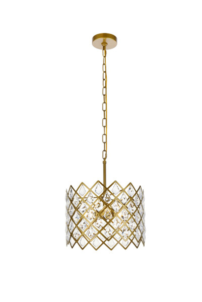 Elegant Lighting - 1111D13BR - Three Light Pendant - Lyla - Brass