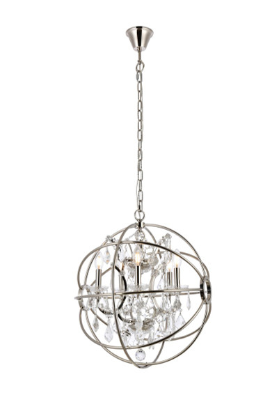 Elegant Lighting - 1130D20PN/RC - Five Light Pendant - Geneva - Polished nickel