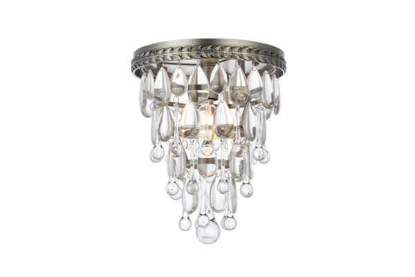 Elegant Lighting - 1219F9AS/RC - One Light Flush Mount - Nordic - Antique Silver