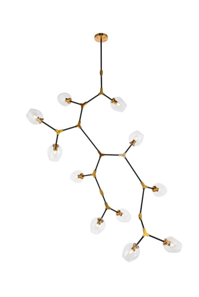 Elegant Lighting - 1712G73LAB - 11 Light Pendant - Cavoli - Light Antique Brass and Flat Black