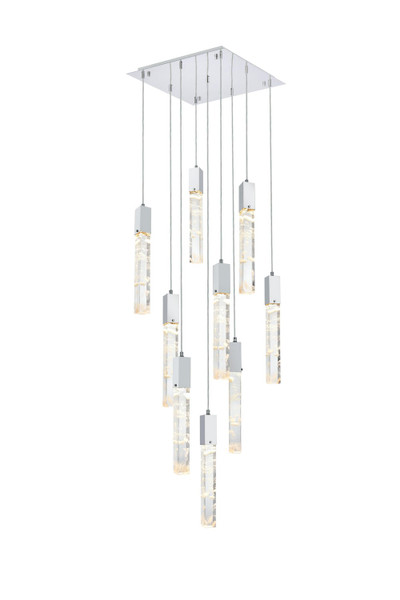 Elegant Lighting - 2088D20C - Nine Light Pendant - Aurora - Chrome and Clear