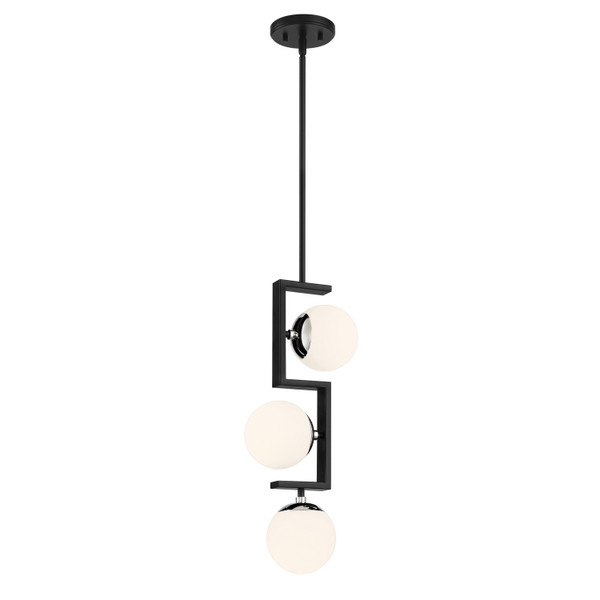 George Kovacs - P5421-572 - Three Light Pendant - Alluria ll - Polished Nickel And Coal