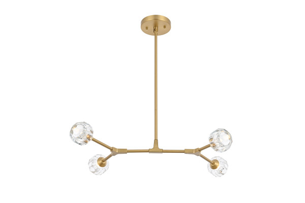 Elegant Lighting - 3508D30G - Four Light Pendant - Zayne - Gold and Clear