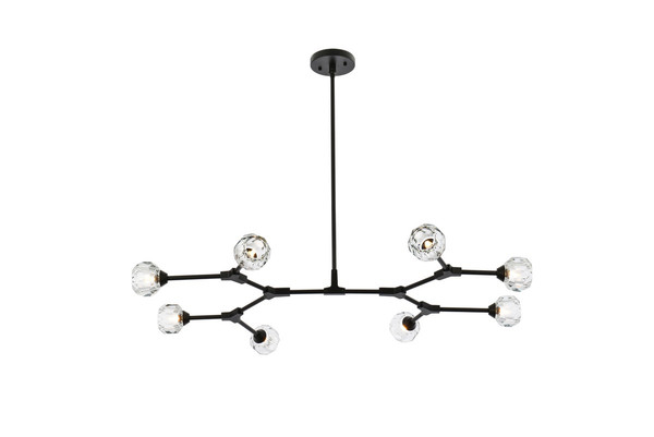 Elegant Lighting - 3508D45BK - Eight Light Pendant - Zayne - Black and Clear