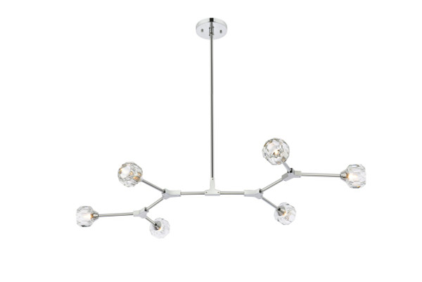 Elegant Lighting - 3508D50C - Six Light Pendant - Zayne - Chrome and Clear