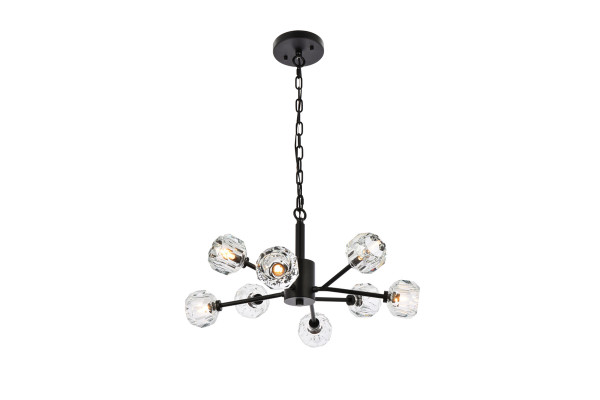 Elegant Lighting - 3509D24BK - Eight Light Pendant - Graham - Black and Clear