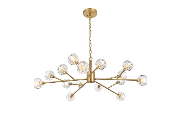 Elegant Lighting - 3509D42G - 15 Light Pendant - Graham - Gold and Clear