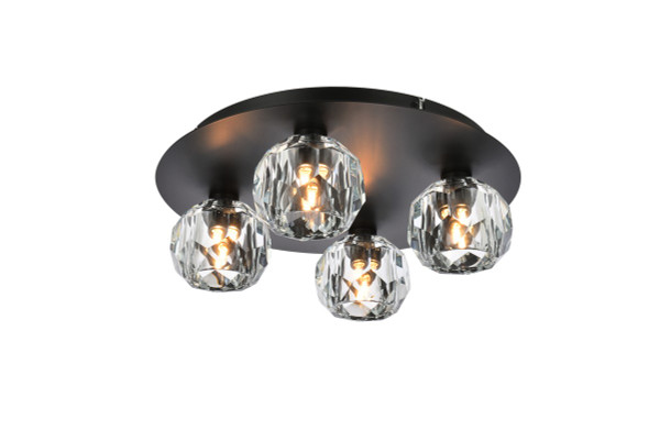 Elegant Lighting - 3509F14BK - Four Light Flush Mount - Graham - Black and Clear