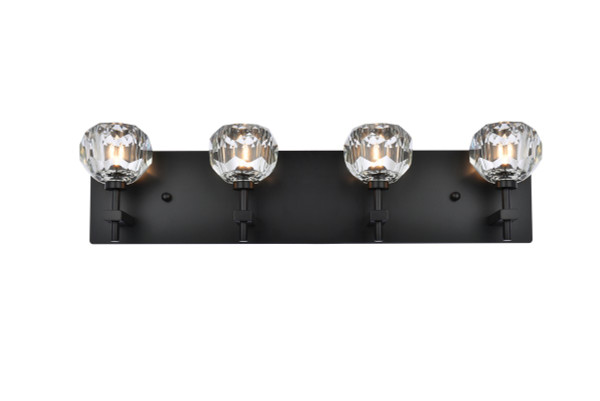 Elegant Lighting - 3509W25BK - Four Light Wall Sconce - Graham - Black and Clear