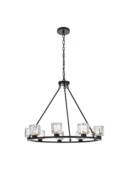 Elegant Lighting - 5100D32BK - Nine Light Chandelier - Cadence - Black and Clear