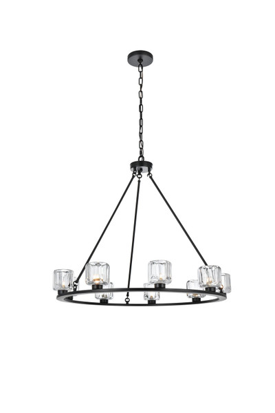 Elegant Lighting - 5100D36BK - Nine Light Chandelier - Cadence - Black and Clear