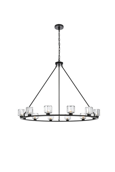Elegant Lighting - 5100D48BK - 12 Light Chandelier - Cadence - Black and Clear