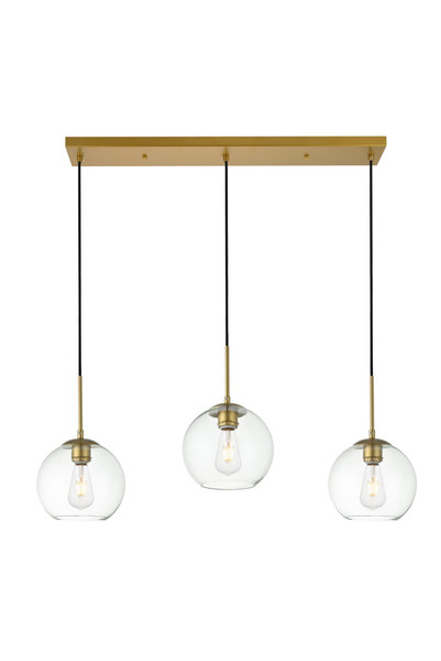 Elegant Lighting - LD2236BR - Three Light Pendant - BAXTER - Brass and Clear