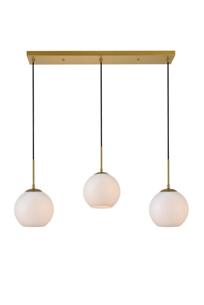 Elegant Lighting - LD2237BR - Three Light Pendant - BAXTER - Brass and frosted white