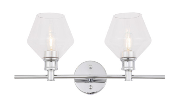 Elegant Lighting - LD2312C - Two Light Wall Sconce - Gene - Chrome and Clear glass