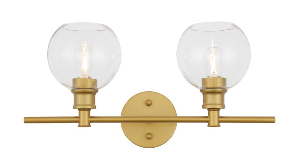 Elegant Lighting - LD2314BR - Two Light Wall Sconce - Collier - Brass and Clear glass