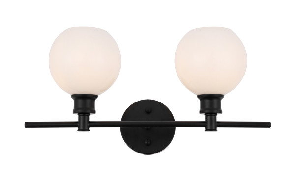 Elegant Lighting - LD2315BK - Two Light Wall Sconce - Collier - Black and Frosted white glass