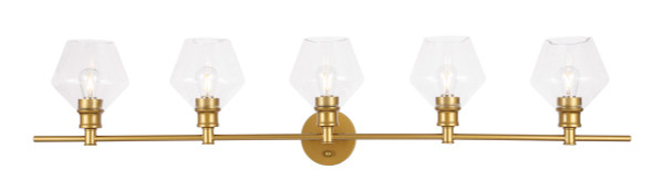 Elegant Lighting - LD2324BR - Five Light Wall Sconce - Gene - Brass and Clear glass