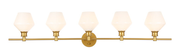 Elegant Lighting - LD2325BR - Five Light Wall Sconce - Gene - Brass and Frosted white glass